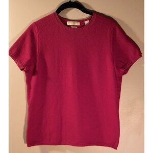 Valerie Stevens Medium Cashmere Womens Red Short Sleeve Sweater 100% Cashmere